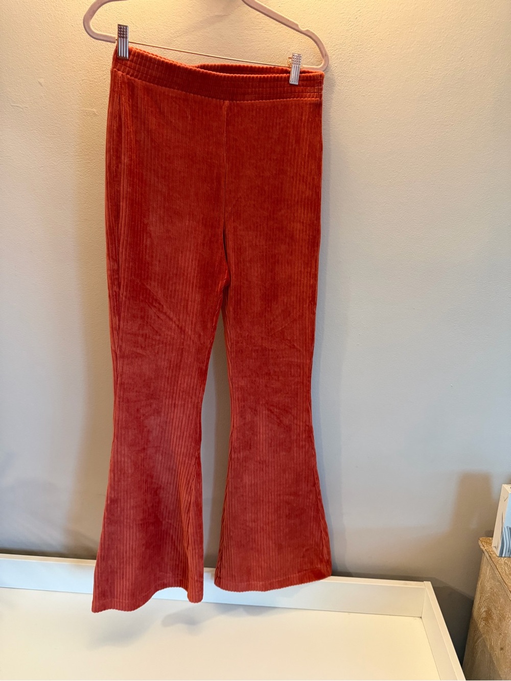 Aerie Black Magic Corduroy Flare Pants Rust Orange Size M Regular